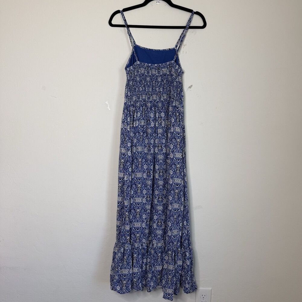 Chelsea & Theodore Small Blue Sleeveless Bohemian Ruffle Maxi Dress Cottagecore - Picture 7 of 13